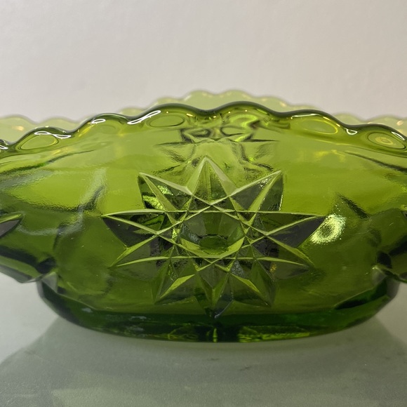 Emerald Green Anchor Hocking Star Of David Catchall 1960’s Decorative Candy Dish - Picture 5 of 12